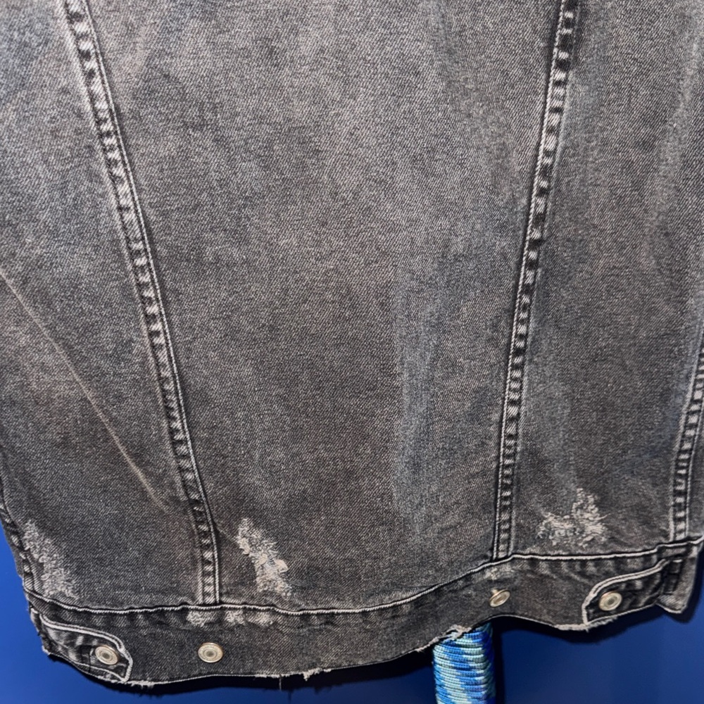 ZARA- Distressed Washed Black Denim Jacket Size S - Picture 13 of 14